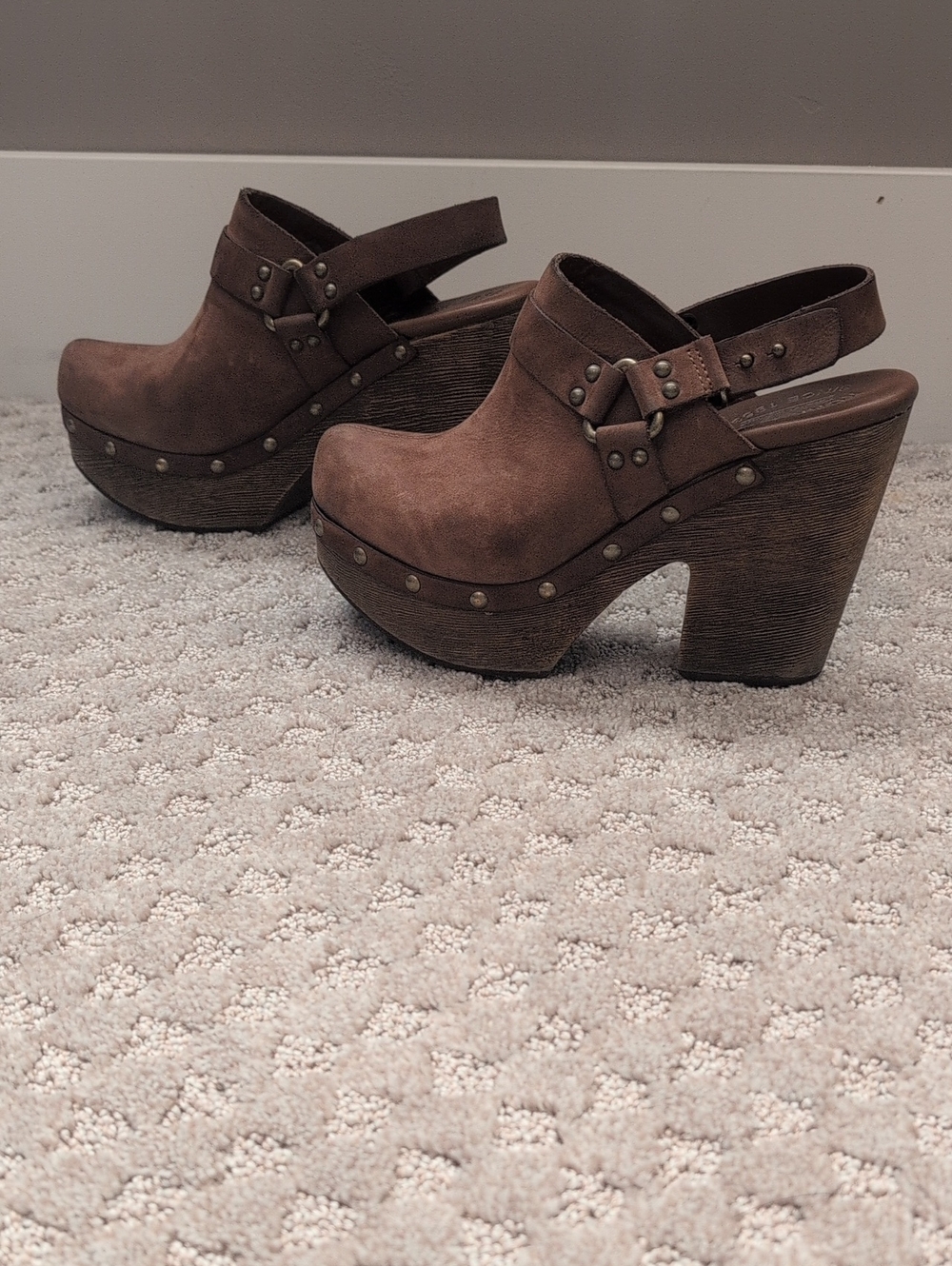Kork-Ease Leather Platform Clogs Sling Back